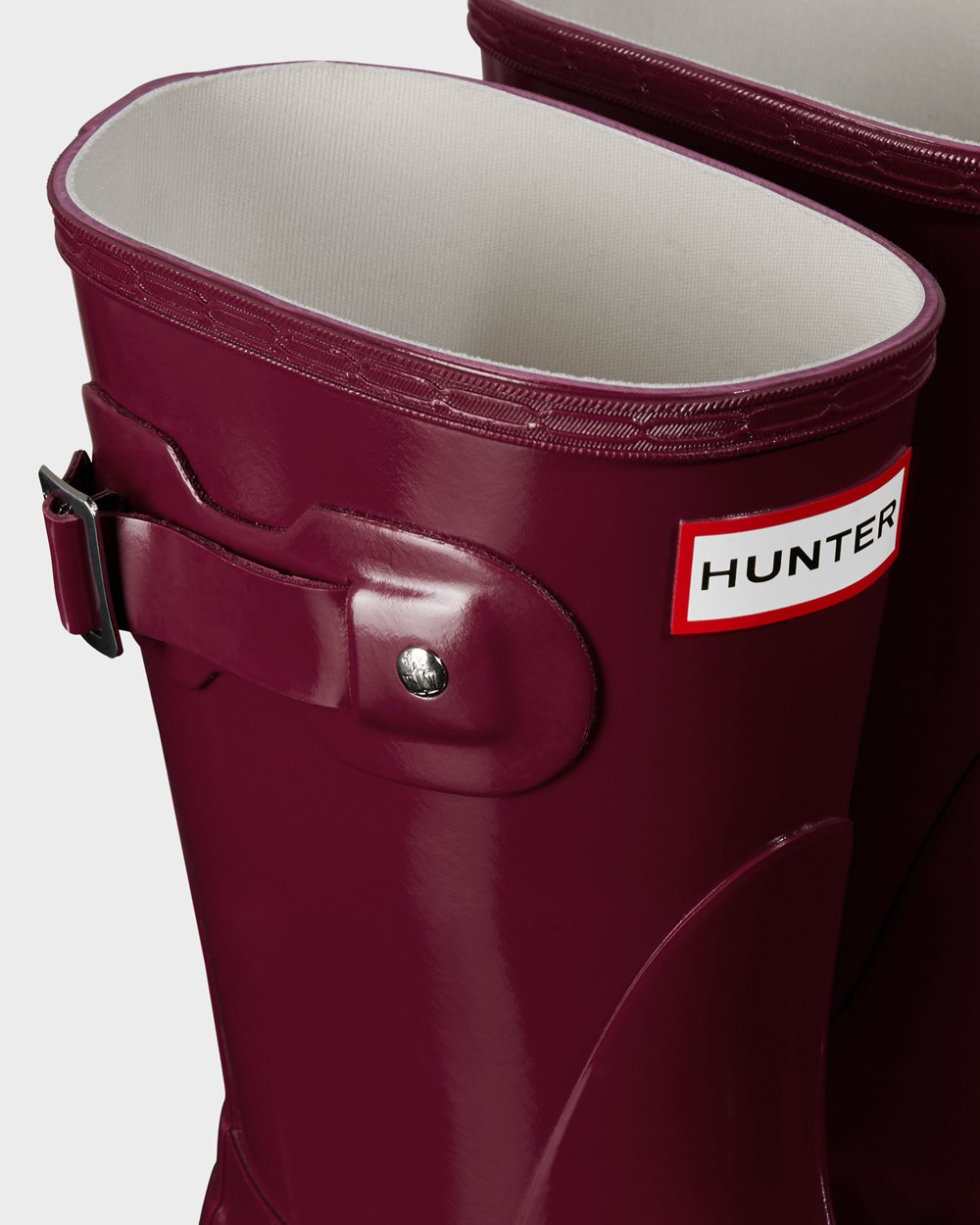 Hunter Original Gloss Short Rain Boots - Discount Womens Claret/Red - SRGOKL718